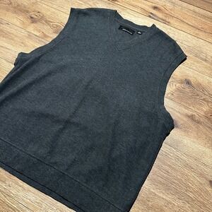 Vintage Greg Norman Charcoal Gray Sweater Vest Mens Large V-Neck Knit Golf L